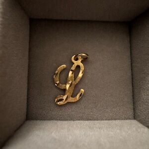 14K Gold Script Letter L Charm Pendant